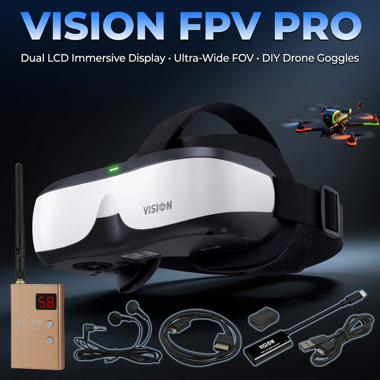 Fpv Drone Goggles - Kacamata FPV, Layar yang Dipasang di
